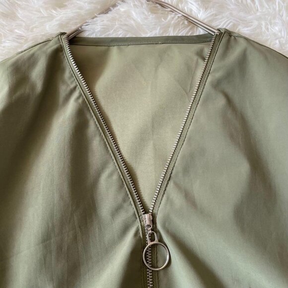 Vence Thin Collarless Jacket M Khaki Outerwear - Picture 2 of 6